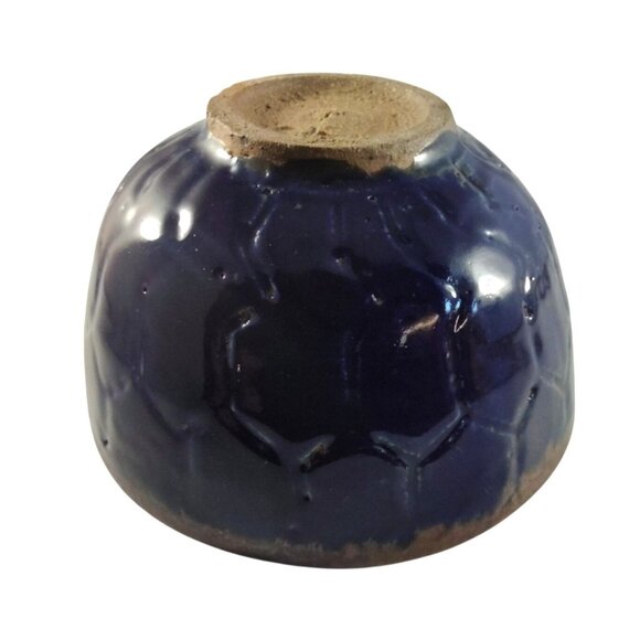 Handcrafted Blue & Brown Artist Signed Ceramic Bowl-Small Chip on Rim - Picture 5 of 12